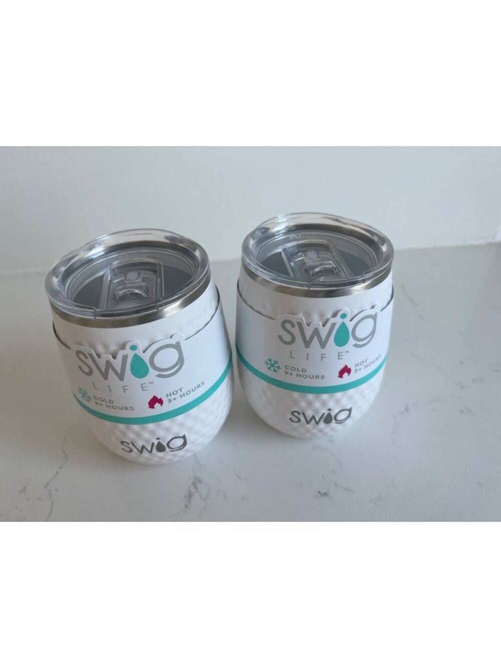 Swig Life Triple Insulated White Golf Ball Wine Mugs Set Of 2